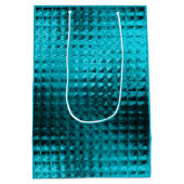 青いグリッター光沢があるホイルの誕生日 ミディアムペーパーバッグ (裏面)