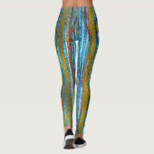 青いグリッター及び金縞模様 レギンス (裏面)