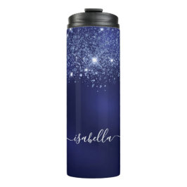 青いグリッター名スクリプト タンブラー