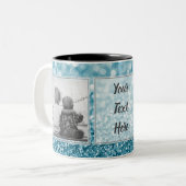 青いグリッター2の写真w/Textのデザインあなた専有物 ツートーンマグカップ (正面左)