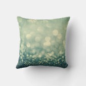 青いグリッター：クリスマス抽象芸術 クッション (裏面)