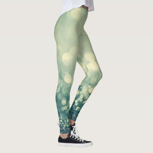 青いグリッター:クリスマス抽象芸術 レギンス (右)