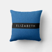 青いグリッター、グリッターの背景、名前 クッション (裏面)