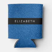 青いグリッター、グリッターの背景、名前 缶クーラー (正面)