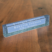 青いグリッター デスクネームプレート (側面)