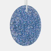 青いグリッター:光沢のある抽象芸術の背景 ガラスオーナメント (正面右)