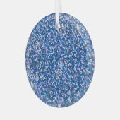 青いグリッター:光沢のある抽象芸術の背景 ガラスオーナメント (正面左)