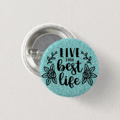 青いグリッター/生きろ最高のう 缶バッジ (正面&裏面)