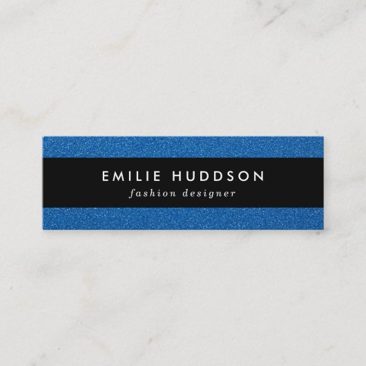青いグリッター、輝き、グリッターの背景 スキニー名刺 (正面)