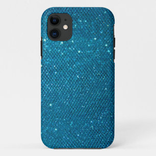 青いグリッター iPhone 11 ケース