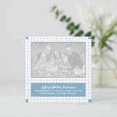 青いグリッドフォト 案内状 (スタンド正面)