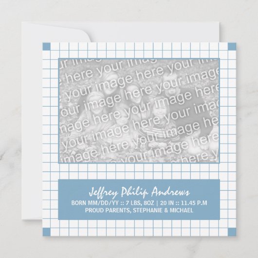 青いグリッドフォト 案内状 (正面)