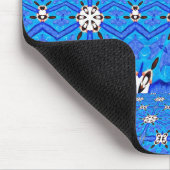 青いグリッドマウスの白い図形 マウスパッド (コーナー)