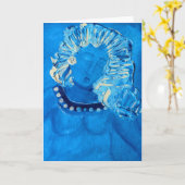 青いグリーティングカードのリズム カード (黄色い花)