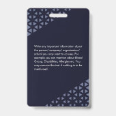 青いグレクールーの従業員の写真IDのジオメトリパターン バッジ (裏面)