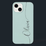 青いグレーのエレガント書道スクリプト名の大文字と小文字 –  Case-Mate iPhone 14ケース<br><div class="desc">青い灰色の書道のスクリプトのタイポグラフィの名前カスタムはiPhone 14電話のケースは、トレンディーとデザインを備え頭が切れるて、あなたの名前を手の書道のスクリプトのをopal青い背景にモダン。©Evco Studio www.zazzle.com/store/evcostudioによる設計</div>