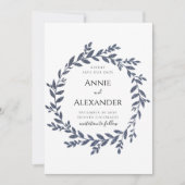 青いグレーのグリッター離れ効果の日付の保存 招待状 (正面)