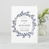 青いグレーのグリッター離れ効果の日付の保存 招待状 (スタンド正面)