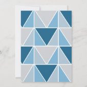 青いグレーのジオメトモダンリ結婚三角形 招待状 (裏面)
