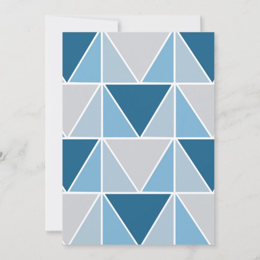 青いグレーのジオメトモダンリ結婚三角形 招待状 (裏面)