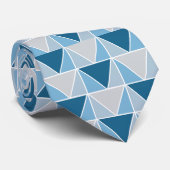 青いグレーのジオメトリックモダン三角形 ネクタイ (ロール)