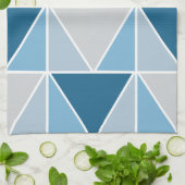 青いグレーのジオメトリ三角形パターン キッチンタオル (折り畳み)