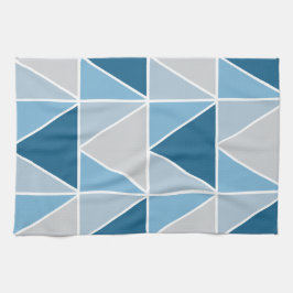 青いグレーのジオメトリ三角形パターン キッチンタオル