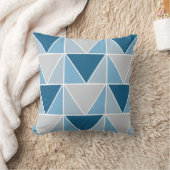 青いグレーのジオメトリ三角形パターン クッション (ブランケット)