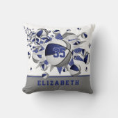 青いグレーのスポーツルーム女の子のバスケットが星 クッション (正面)