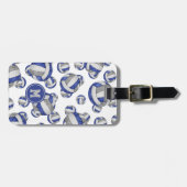 青いグレーのチームの色の女の子バレーボールギフト ラゲッジタグ (正面横)