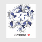 青いグレーのチームカラーバスケットの子供の名前 シール (シート)