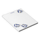 青いグレーのチームカラー3色のガーリーバレーボール ノートパッド (アングル)