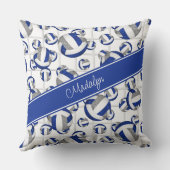 青いグレーのチームガーリーカラーのバレーボールのネットアクセント クッション (裏面)