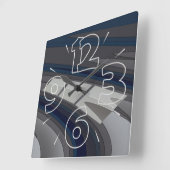 青いグレーのトラックでレース スクエア壁時計 (傾斜)
