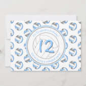 青いグレーの女の子かわいいバレーボールの誕生日パーティー 招待状 (裏面)