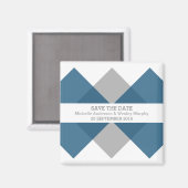 青いグレーの幾何学三尊日付磁石を保存 マグネット (正面/裏面)