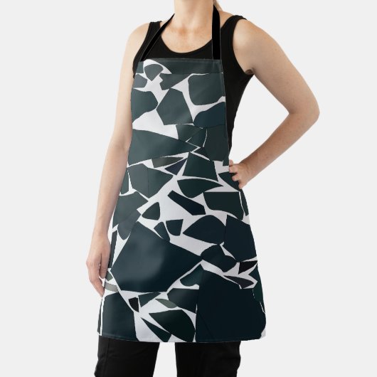 青いグレーの幾何学的抽象芸術テクスチャ エプロン (インサイチュ)
