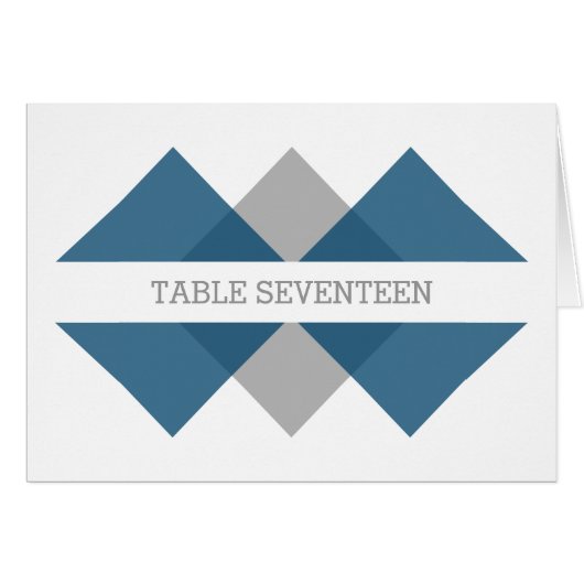 青いグレーの幾何座標系テーブル番号カード (正面横)
