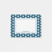 青いグレーの水玉模様名テンプレート ポストイット (正面)