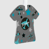 青いグレーの飛行機のパタパーソナライズされたーン オーナメント (正面)