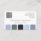 青いグレーシェードのカラーパレット書道QRコード 名刺 (裏面)