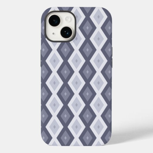 青いグレーダイヤモンドパターンのシェード Case-Mate iPhoneケース (裏面)
