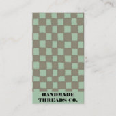 青いグレーチェッカーボードパターンQRコードハンドメイド 名刺 (正面)