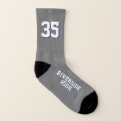 青いグレーチームの色の一致した女子バレーボール ソックス (左内側)