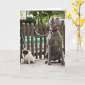 青いグレートダンと発疹の犬 カード (黄色い花)