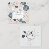 青いグレーピーチよくはしゃぐミックス投げ花 スクエア名刺 (正面/裏面)