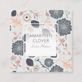 青いグレーピーチよくはしゃぐミックス投げ花 スクエア名刺