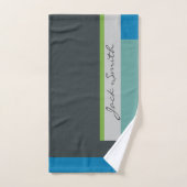 青いグレーブロックモダン ハンドタオル (ハンドタオル)