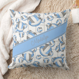 青いグレーボガーリーレーボールパターン網アクセント クッション