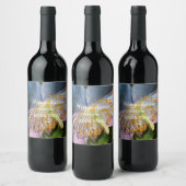 青いケシのパーソナライズされた花 ワインラベル (ボトル)